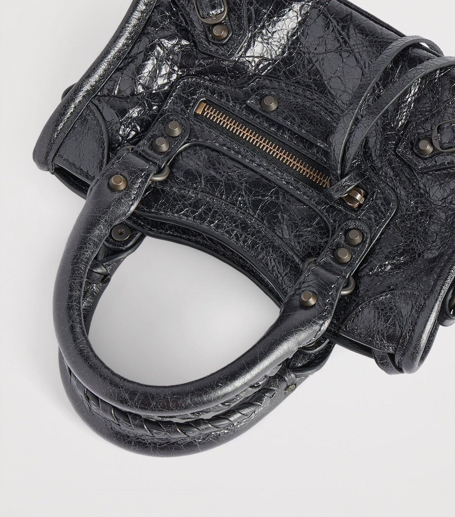 Balenciaga Black Nano Leather Le City Top-Handle Bag