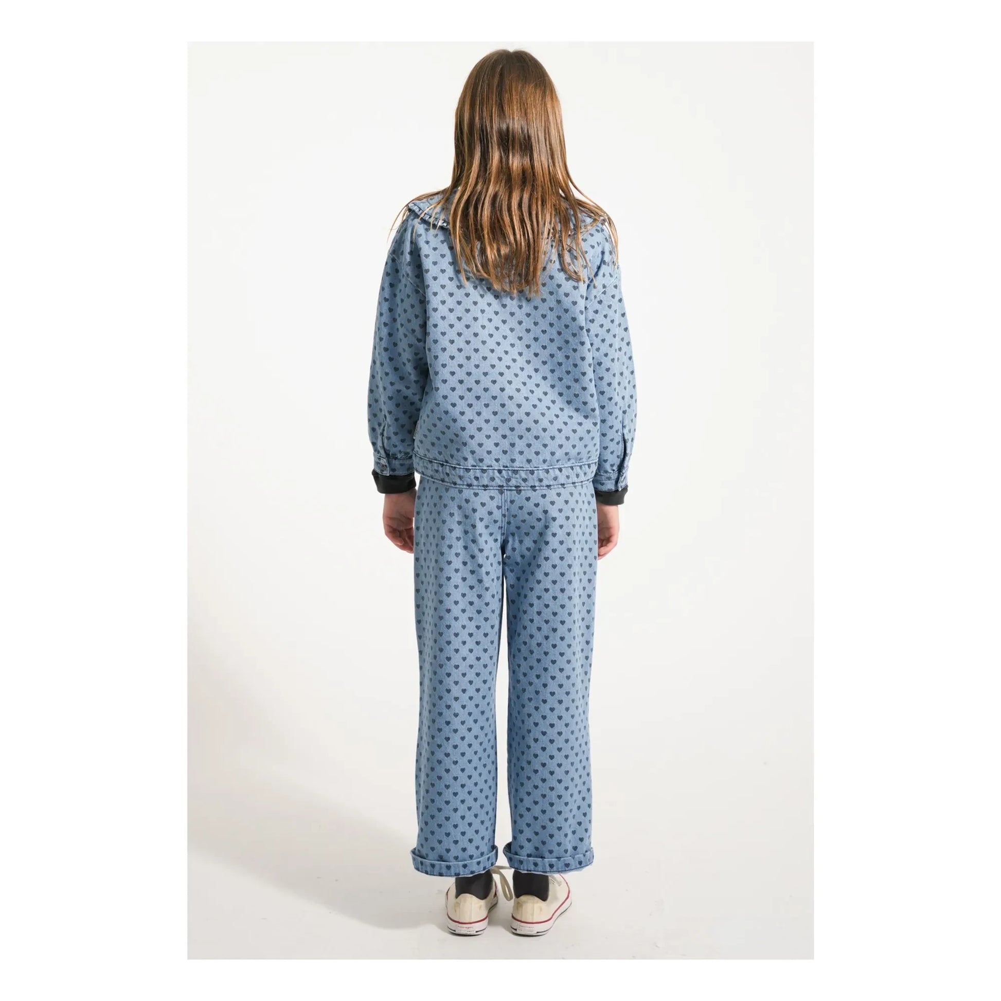 Piupiuchick - Jean jacket with Claudine hearts collar | Light Blue