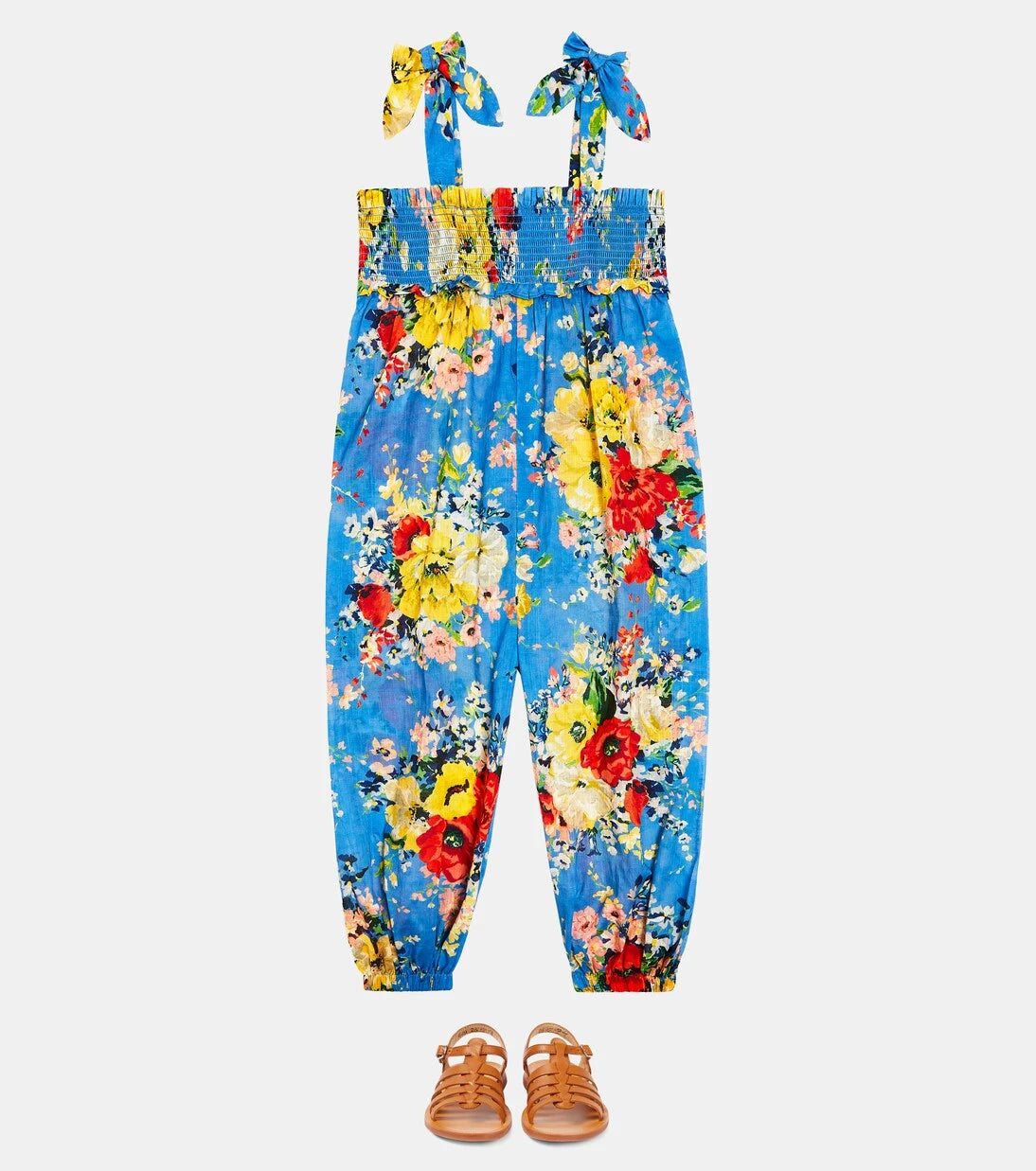 Zimmermann Kids - Alight shirred cotton jumpsuit