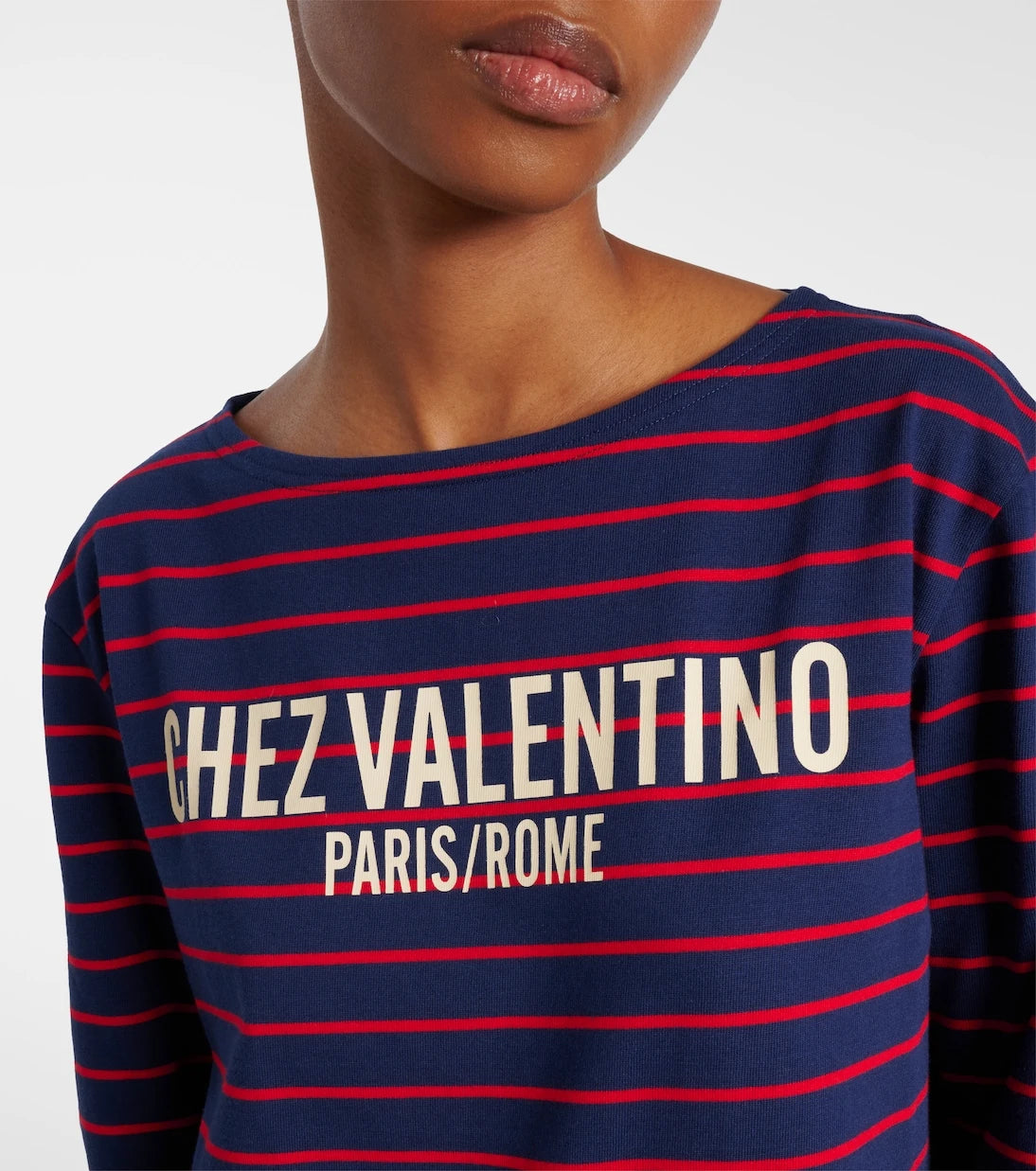 Valentino - Chez Valentino striped cotton jersey top