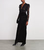 Alessandra Rich Black Lace-Velvet Gown