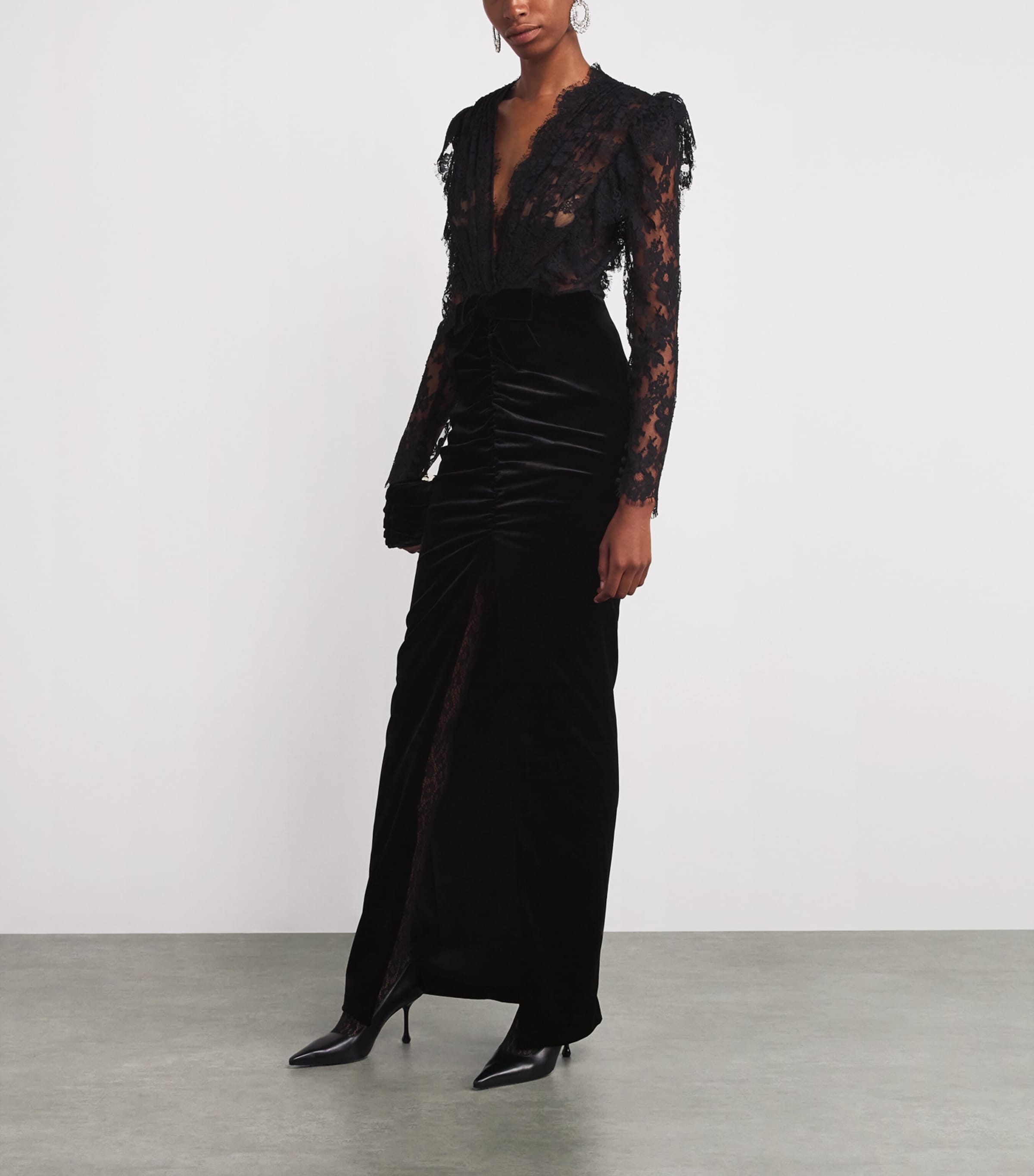 Black Lace-Velvet Gown