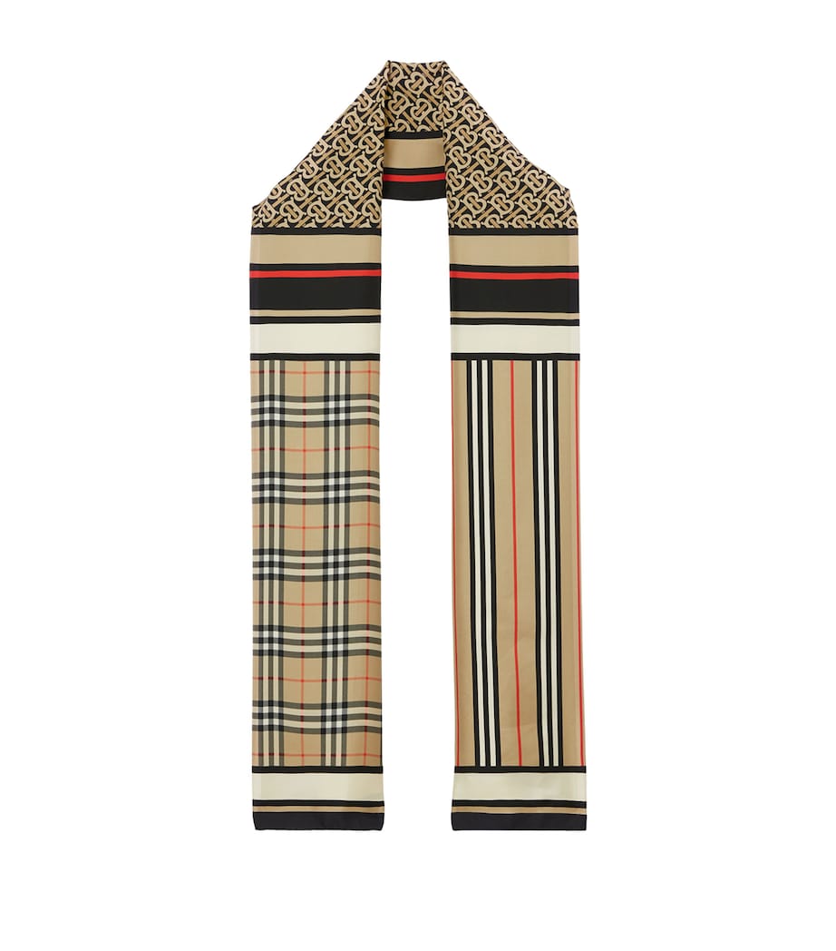 Beige Silk Montage Scarf