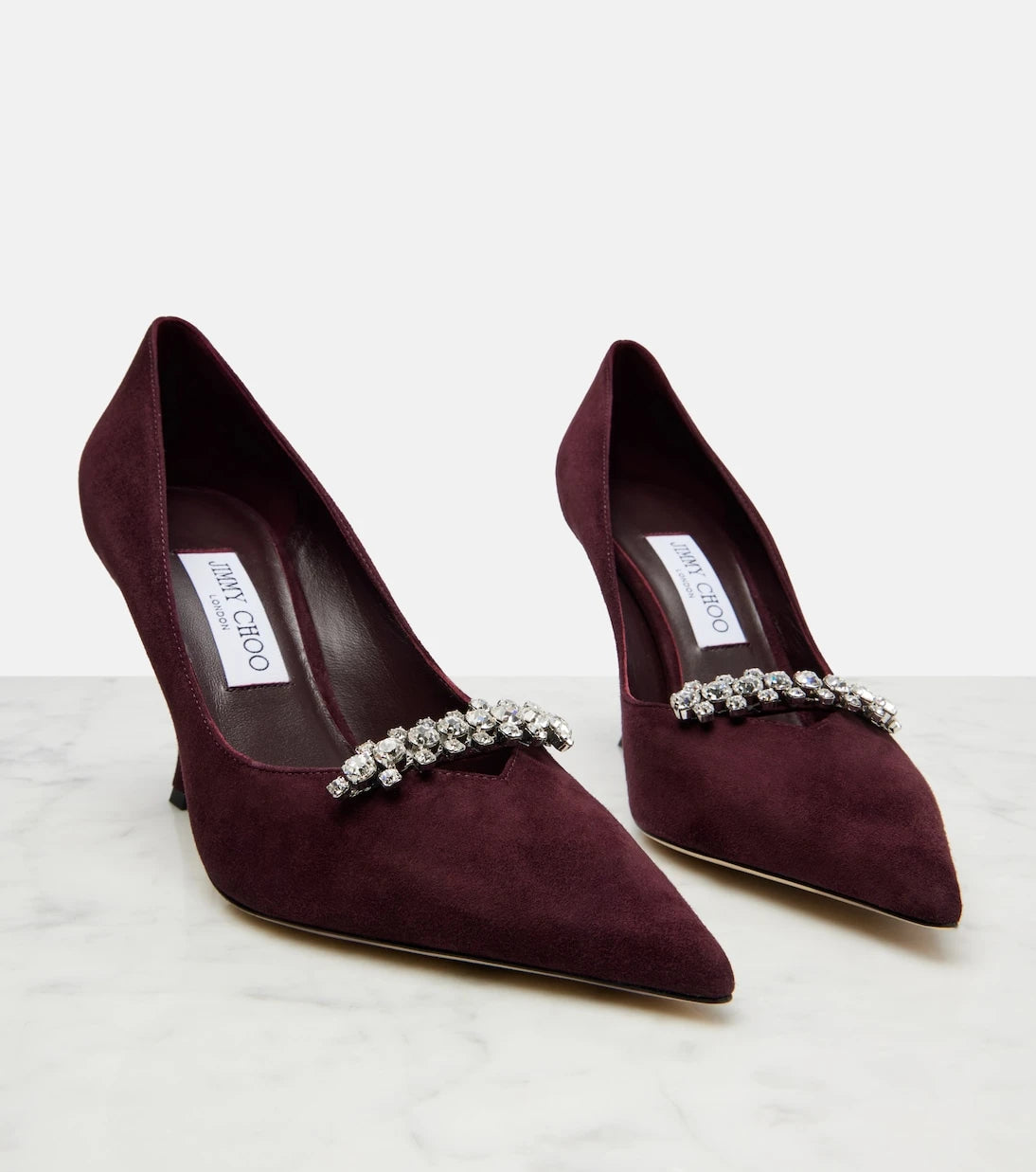 Jimmy Choo - Belinda 90 crystal-embellished suede pumps