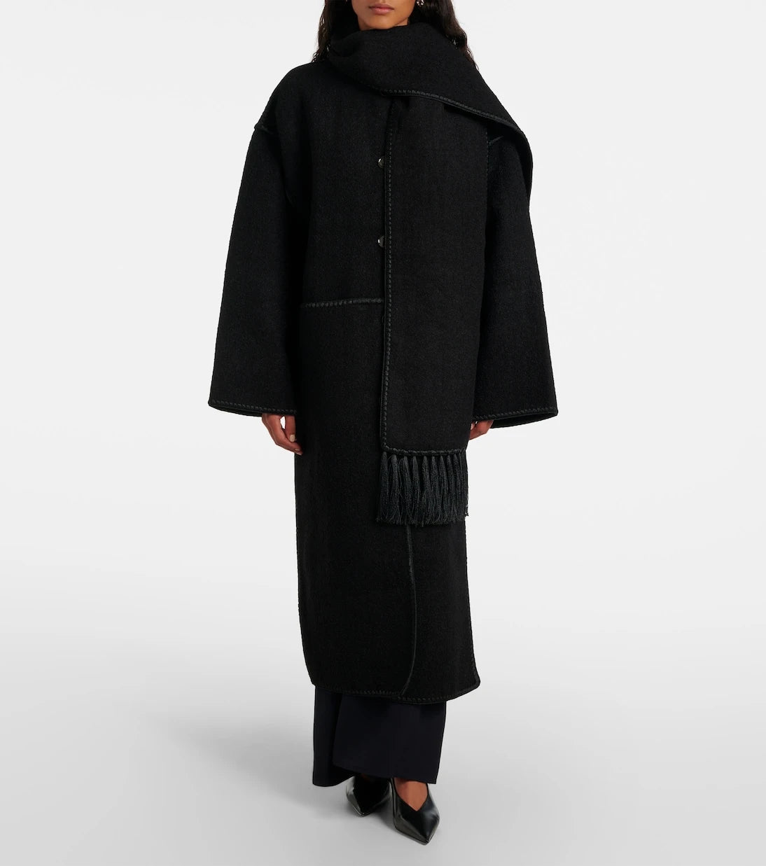 Toteme - Embroidered wool-blend scarf coat