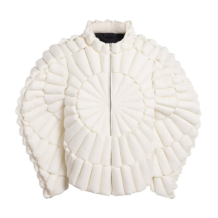 Raxxy White 3D Down-Filled Diamond Puffer Jacket
