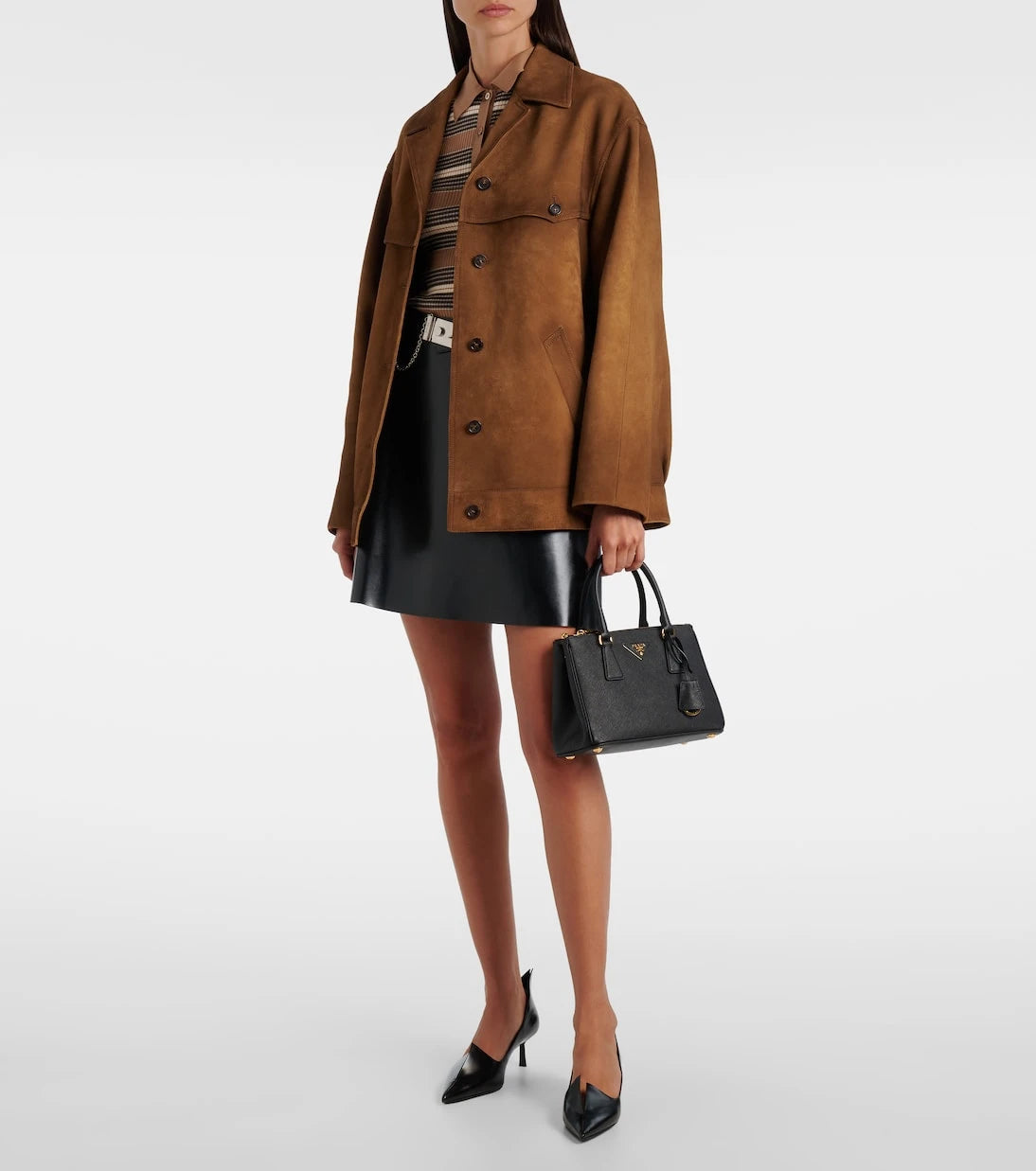 برادا - حقيبة يد غاليرا سافيانو صغيرة من الجلد