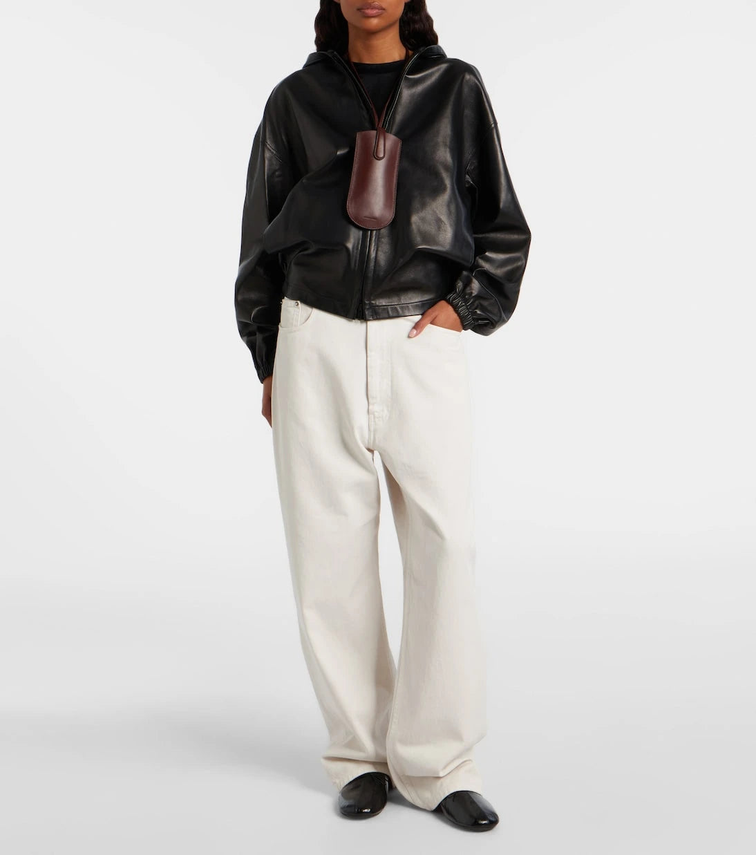 Phoebe Philo - Kapüşonlu deri bomber ceket
