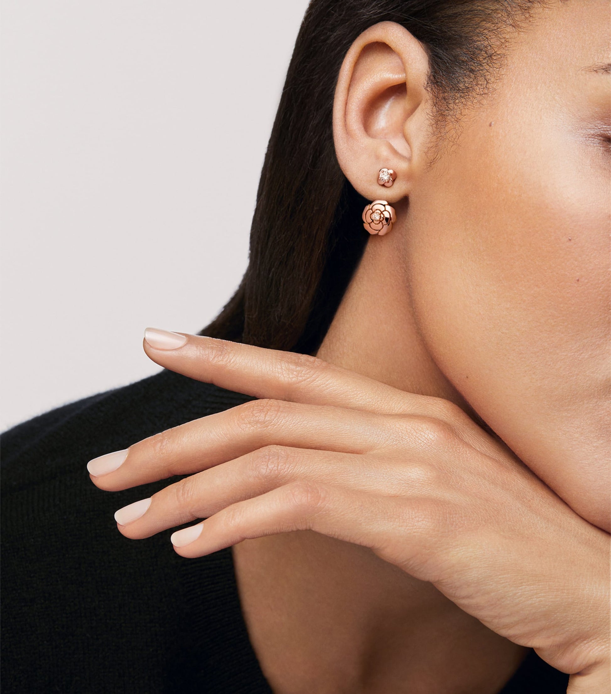 CHANEL Rose Gold and Diamond Camélia Single Earring