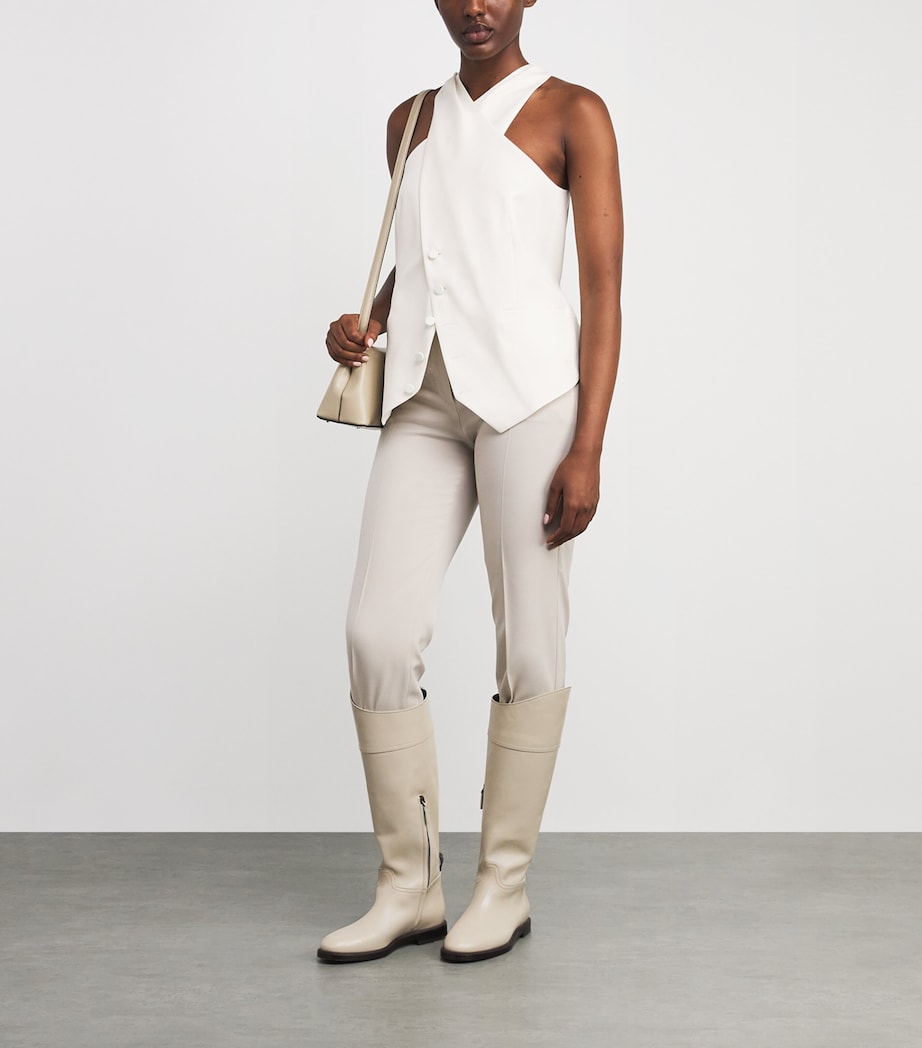 Max Mara White Asymmetric Tie Waistcoat