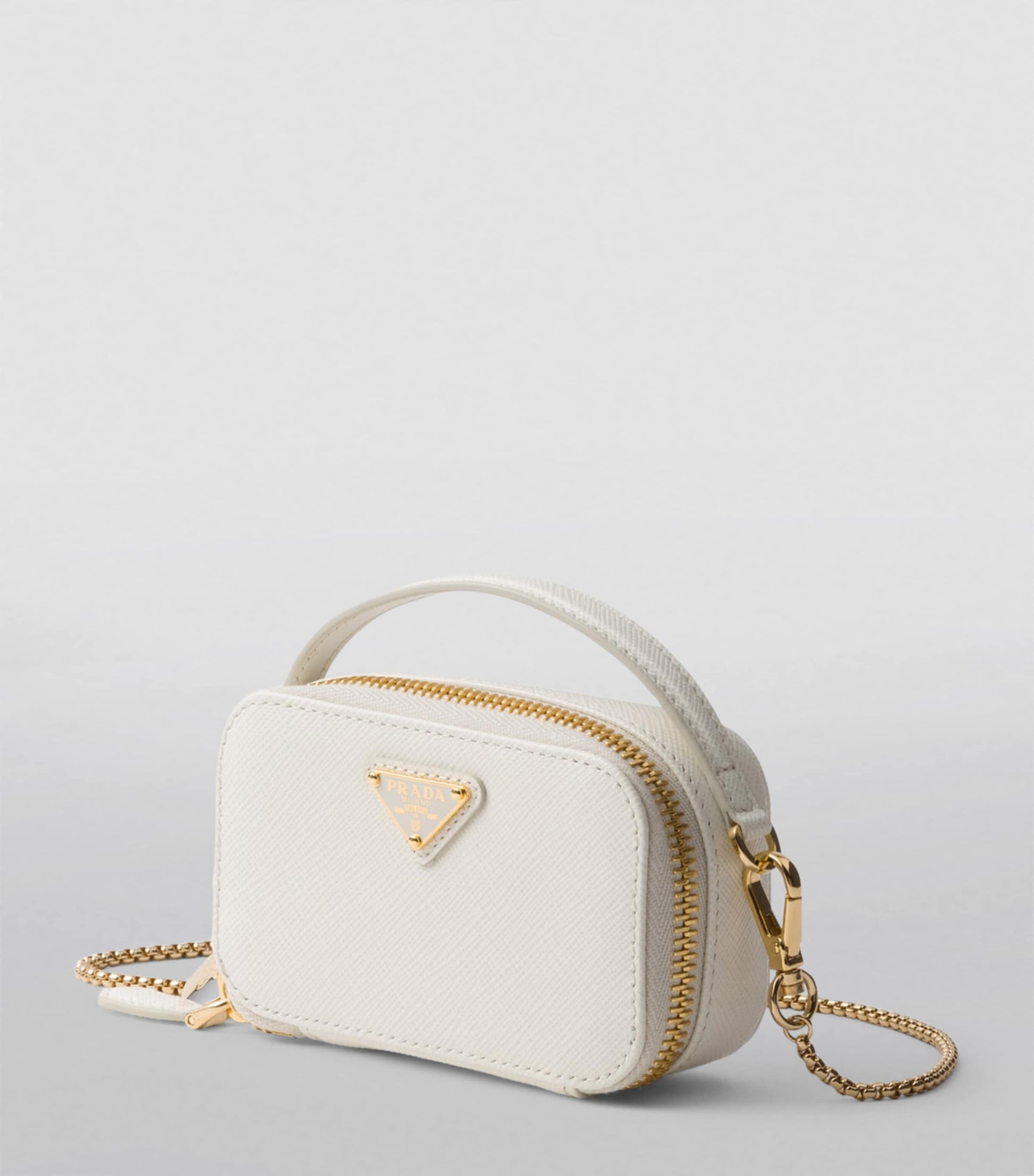 Prada White Saffiano Leather Mini Pouch