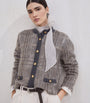 Brunello Cucinelli White Mohair, Virgin Wool and Cashmere Jacquard Cardigan