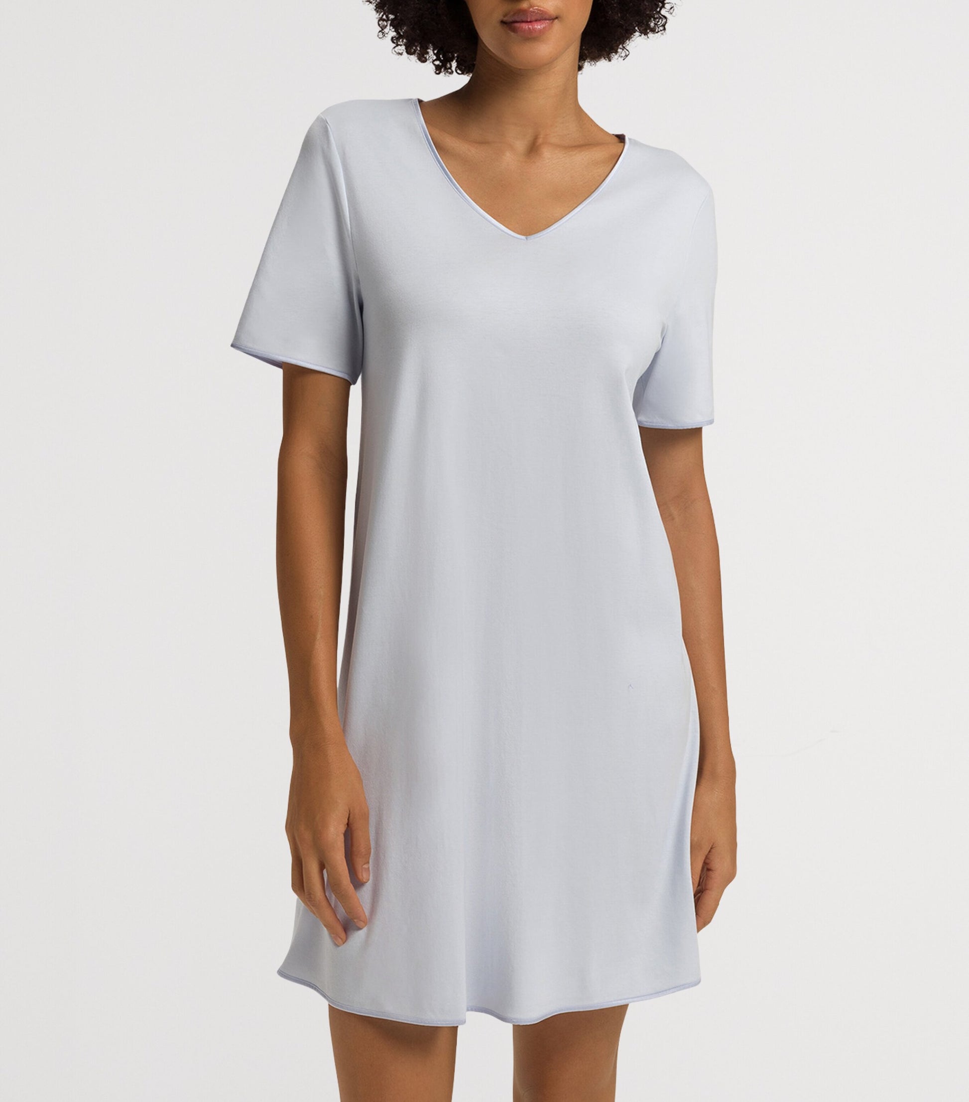 Cotton Short-Sleeve Nightdress POWDER BLUE