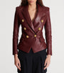 Balmain Brown Lambskin Double-Breasted Blazer