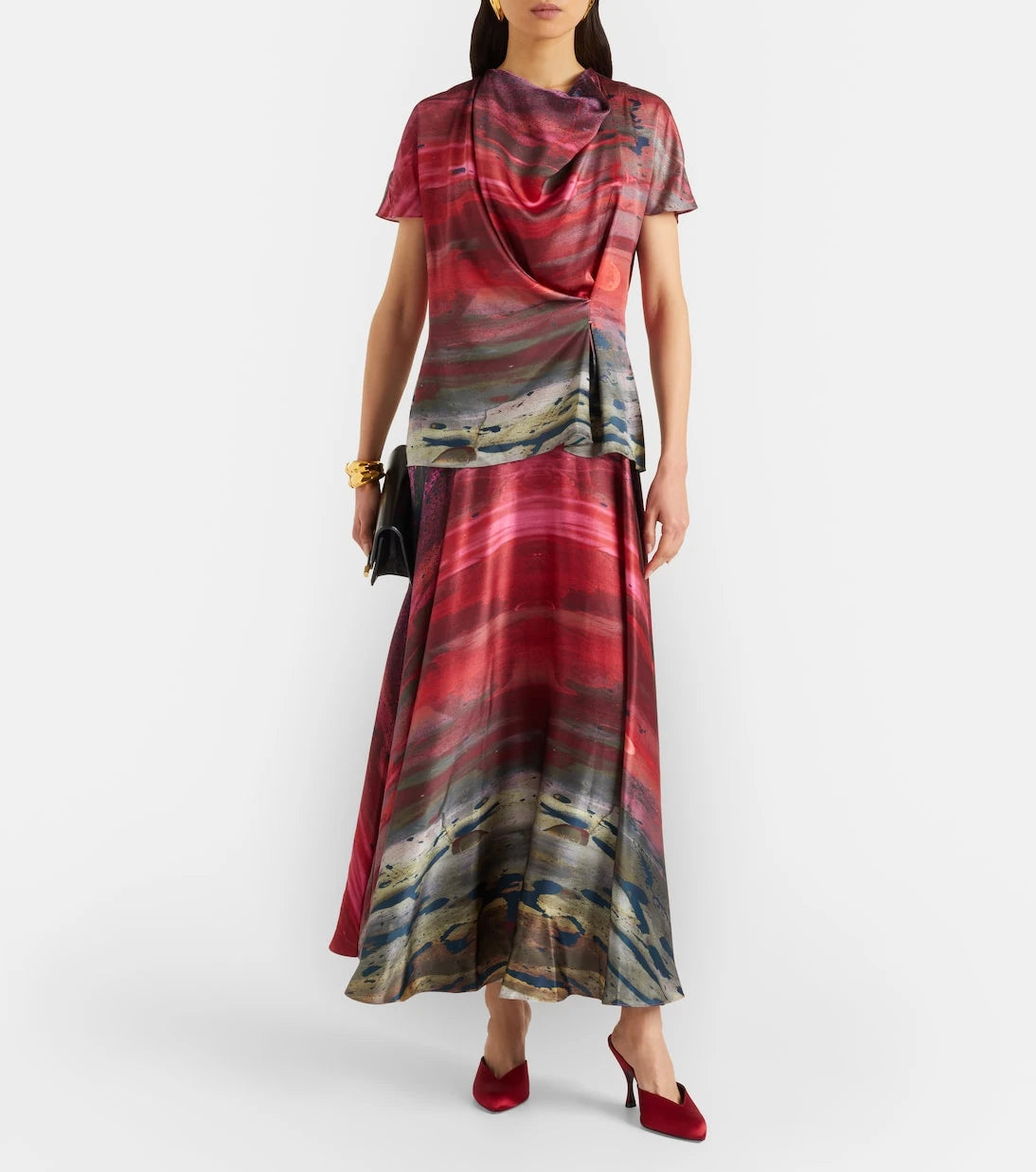 Roksanda - Printed silk satin maxi skirt