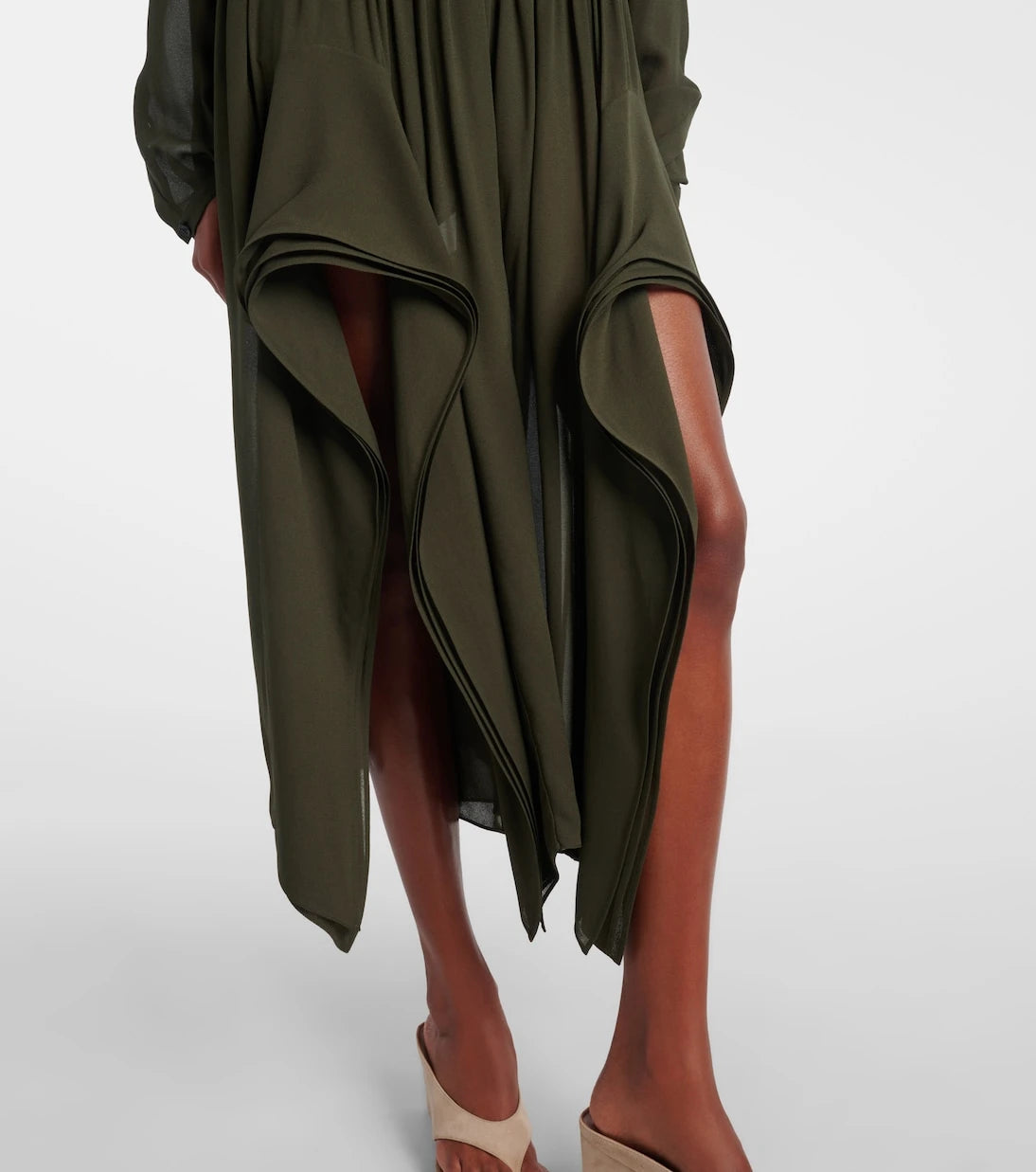 Alaïa - Ruffled georgette wide-leg pants