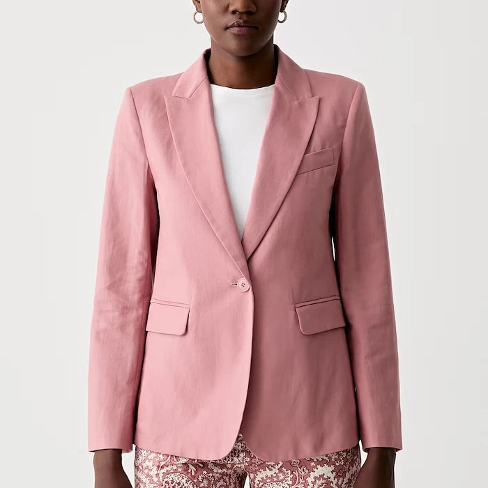 Weekend Max Mara kadın tek düğmeli keten karışımlı ceket ORCHE