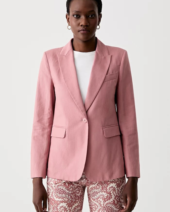 Weekend Max Mara kadın tek düğmeli keten karışımlı ceket ORCHE