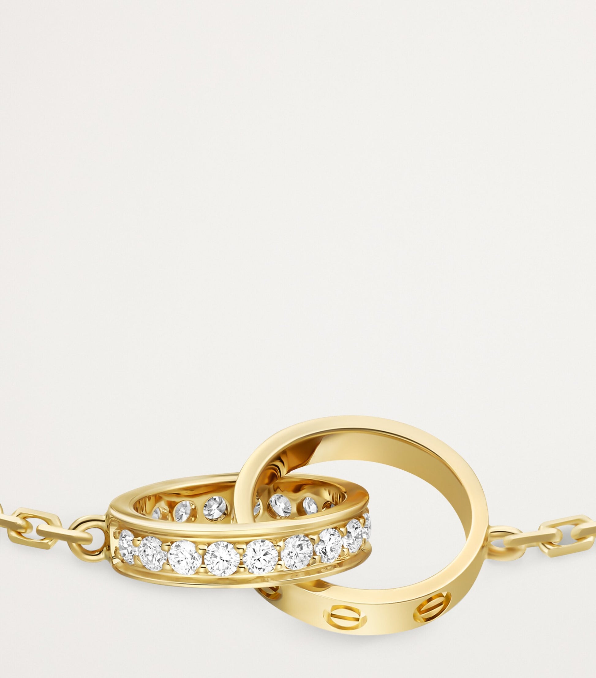 Yellow Gold and Diamond LOVE Chain Bracelet