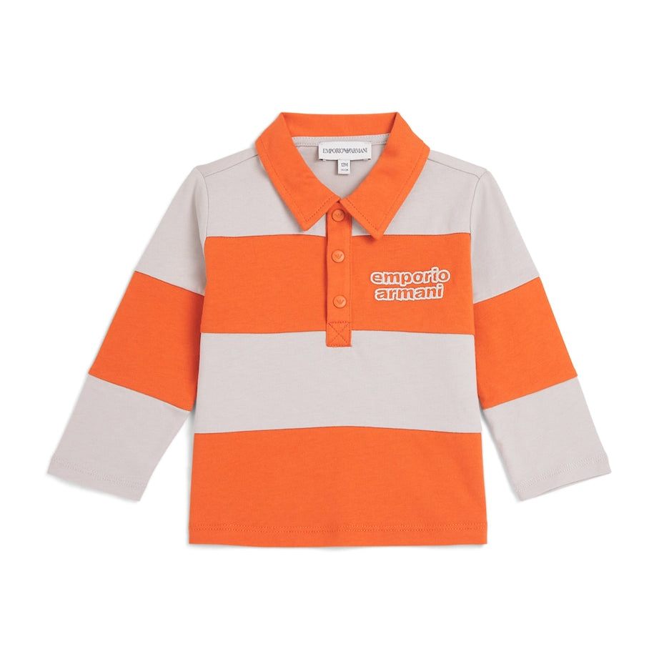 Emporio Armani Kids Cotton Long-Sleeve Logo Polo Shirt (6-36 Months)