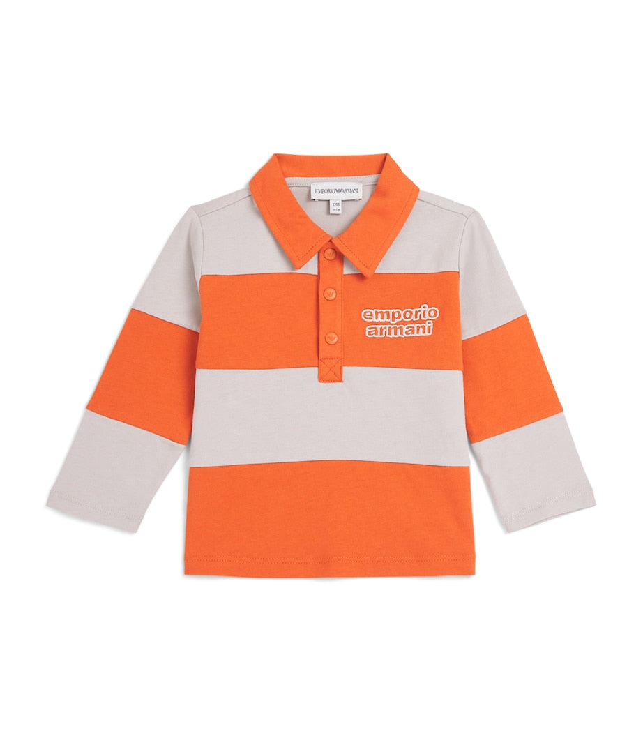 Emporio Armani Kids Cotton Long-Sleeve Logo Polo Shirt (6-36 Months)