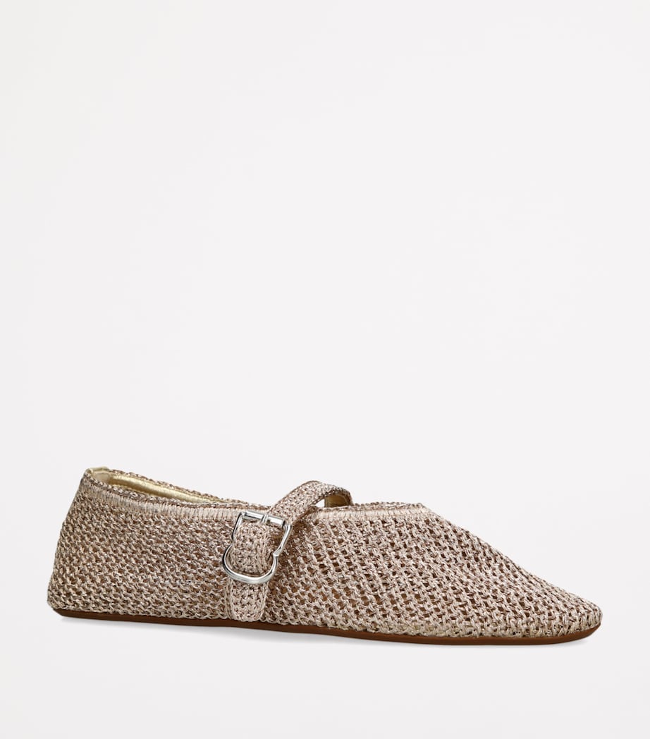 Nude Lurex Crochet Ballet Flats