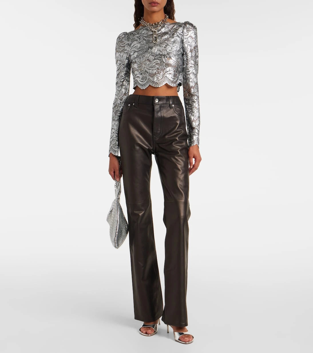 Rabanne - Leather flared pants