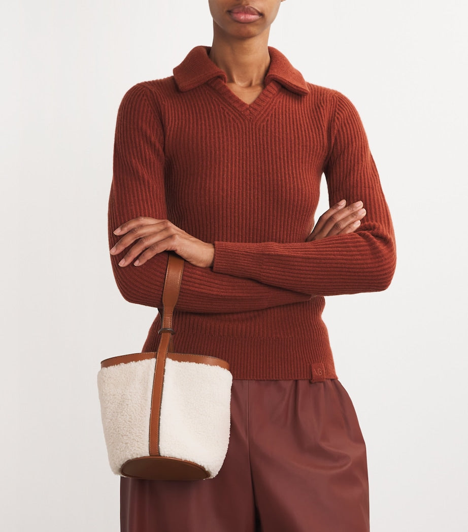 Multi Shearling-Leather Bucket Bag