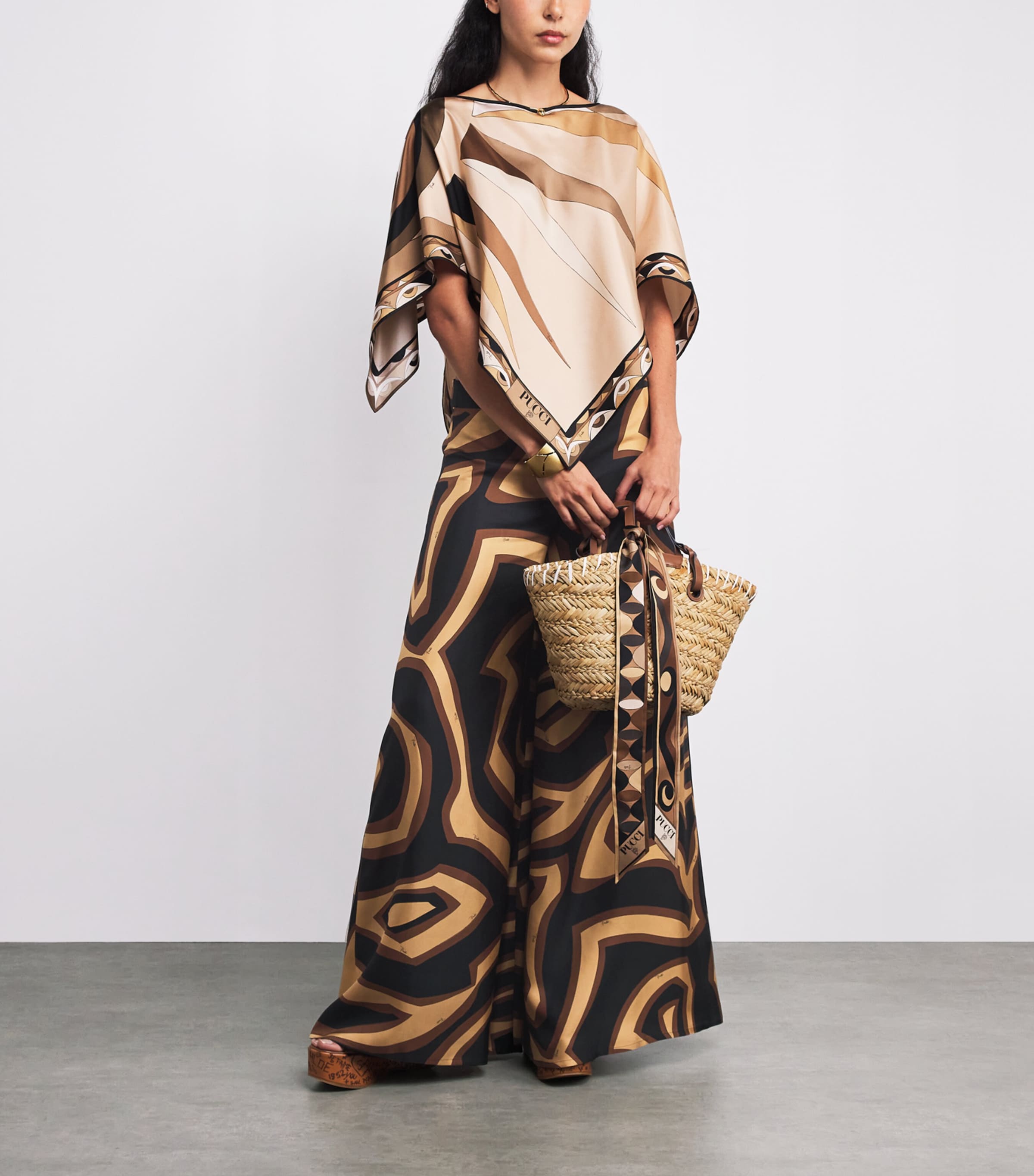 Gold Silk Labirinto Print Trousers