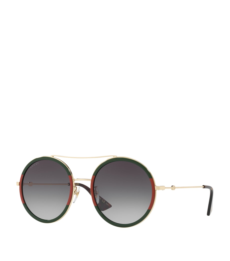 Brown Stripe Oval Pilot Sunglasses