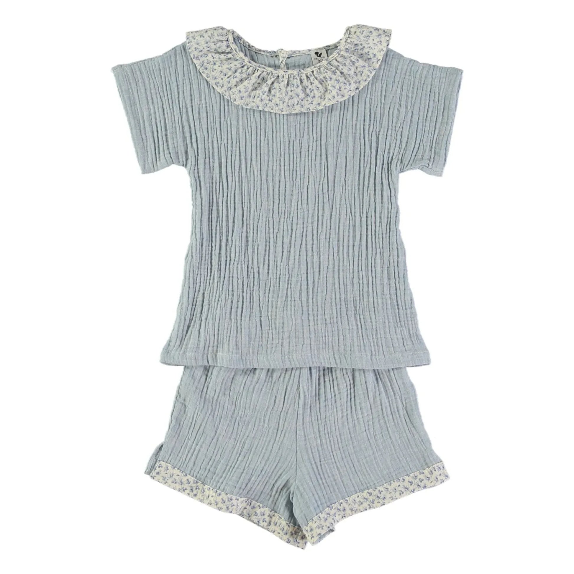Risu Risu - Lisboa Short Pyjamas Organic Cotton Gauze | Pale blue