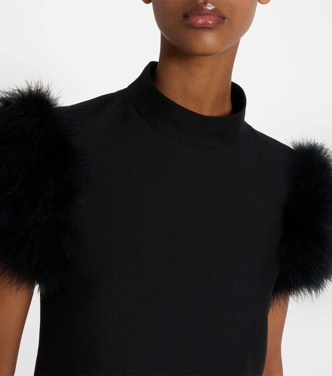 Valentino - Crepe Couture feather-trimmed minidress