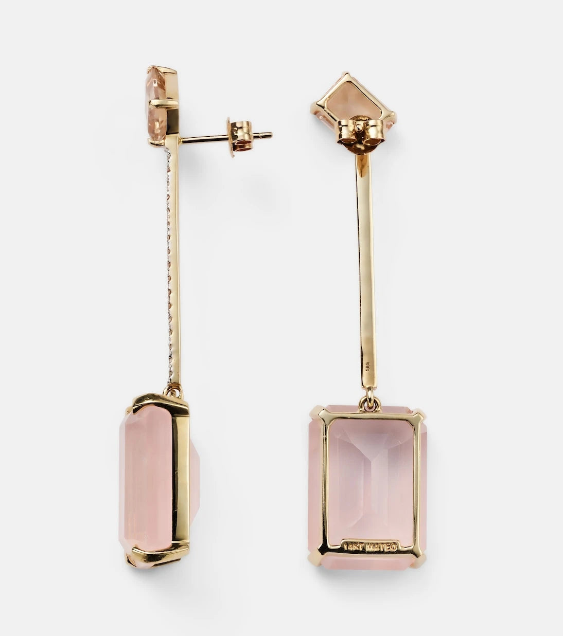 Mateo - 14kt gold earrings with morganite, quartz and diamonds