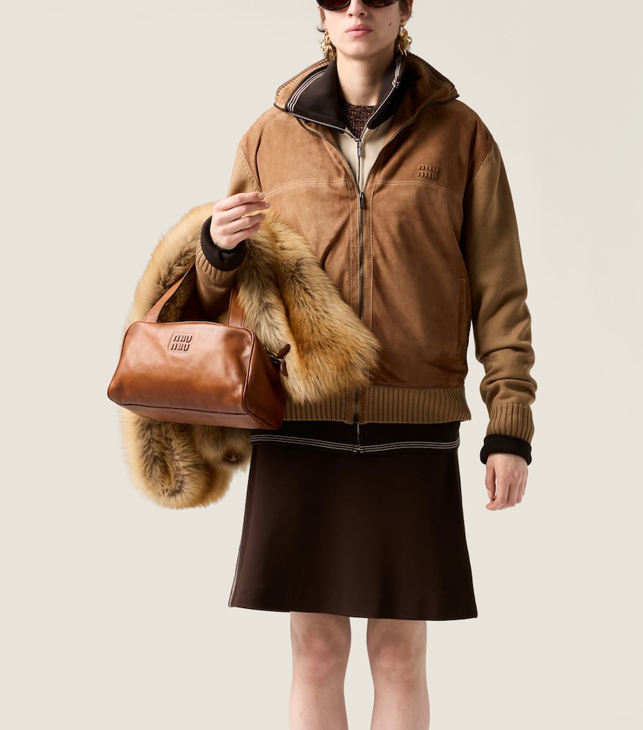 Brown Two-Tone Zip-Up Bomber Jacket