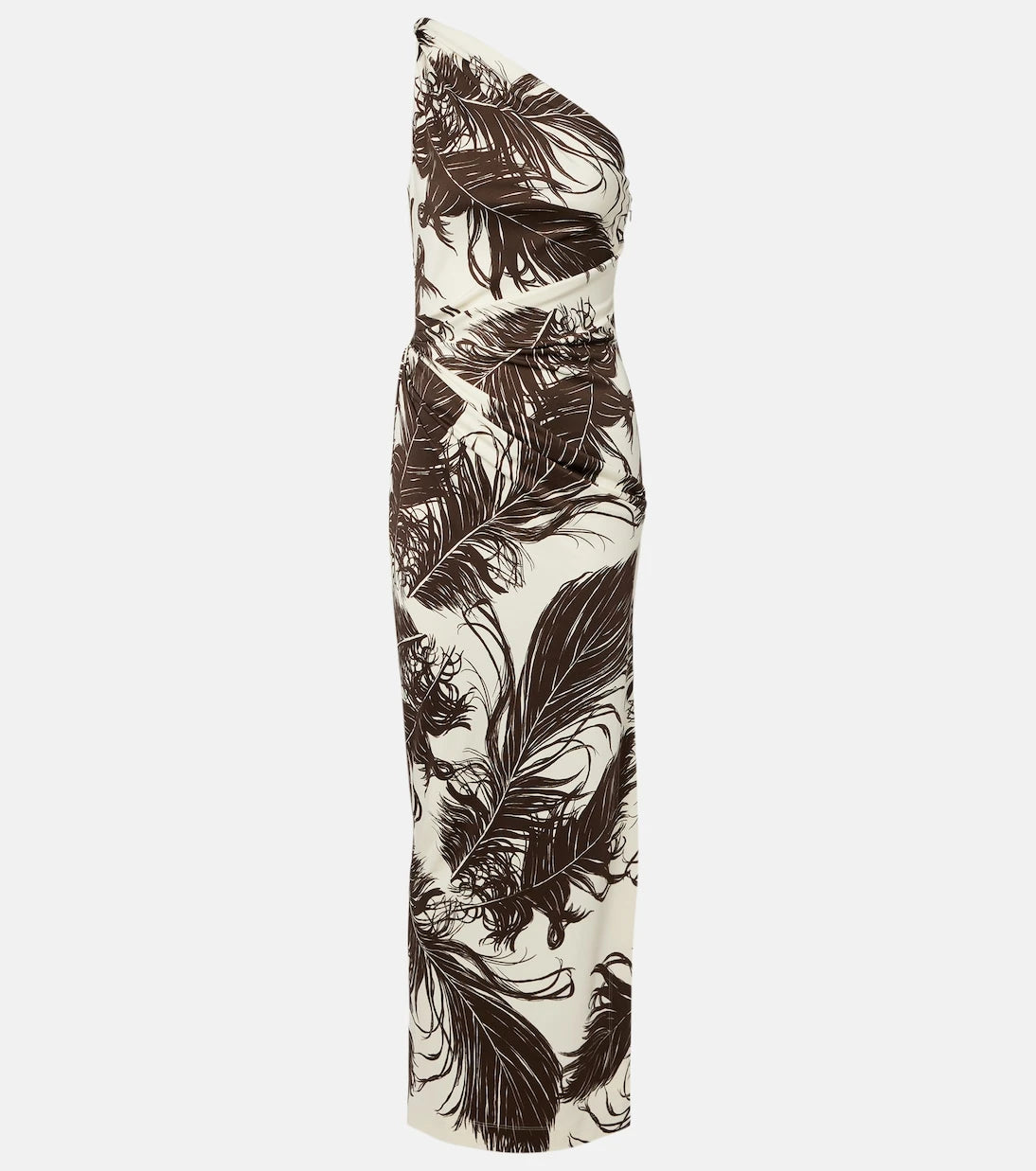 Oscar de la Renta - Printed one-shoulder jersey maxi dress