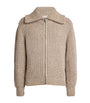 Beige Alpaca-Yak Zip-Up Cardigan