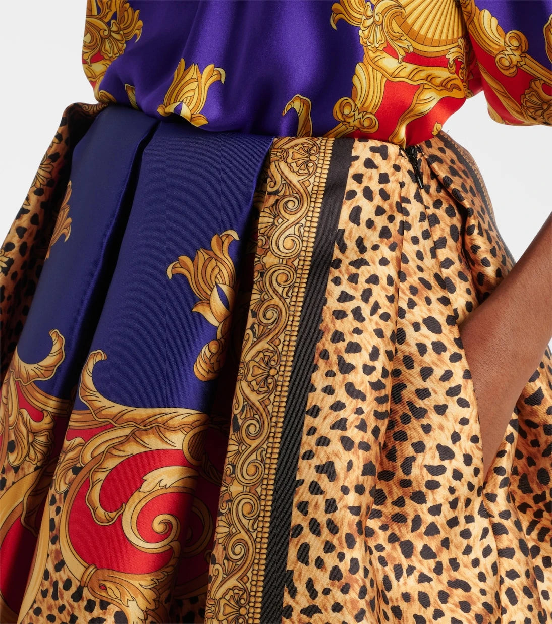 Versace - Pleated printed satin miniskirt