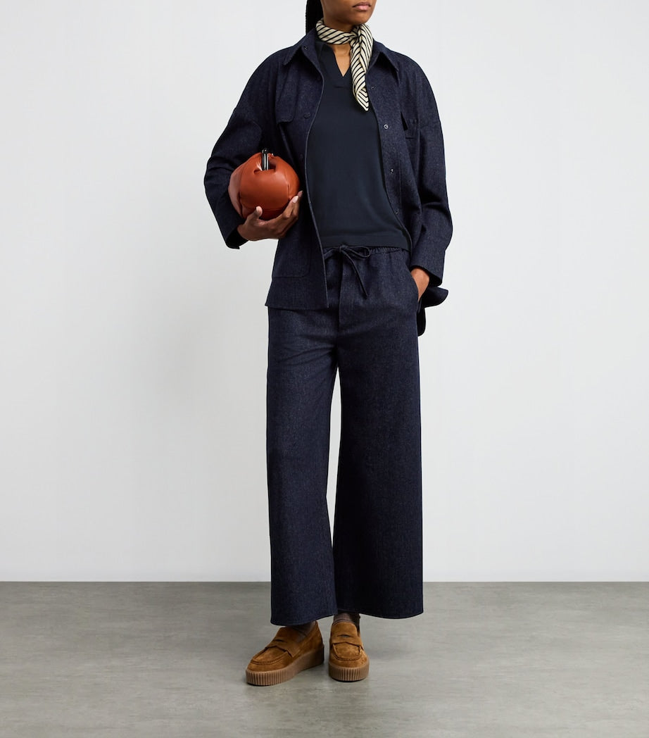 Silk-Cotton Open Polo Shirt NAVY