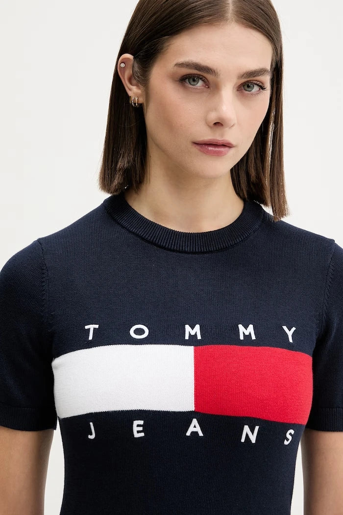 Tommy Jeans рокля тип пуловер от памук