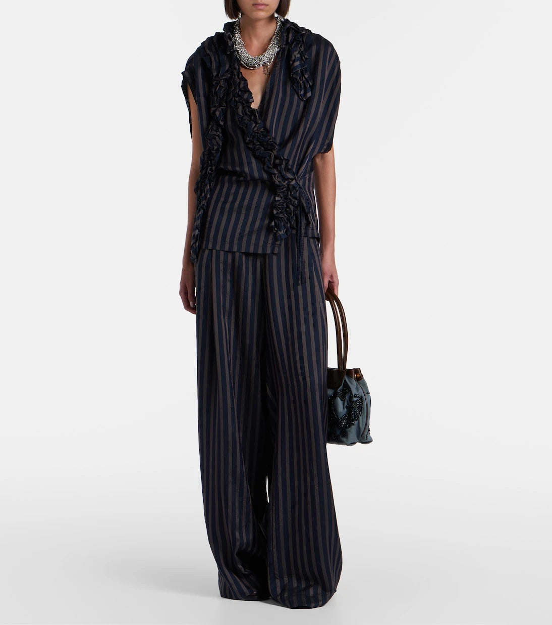 Dries Van Noten - Embellished twill shoulder bag