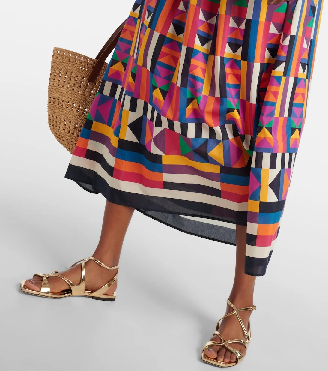 Eres - Multiple printed cotton and silk midi dress