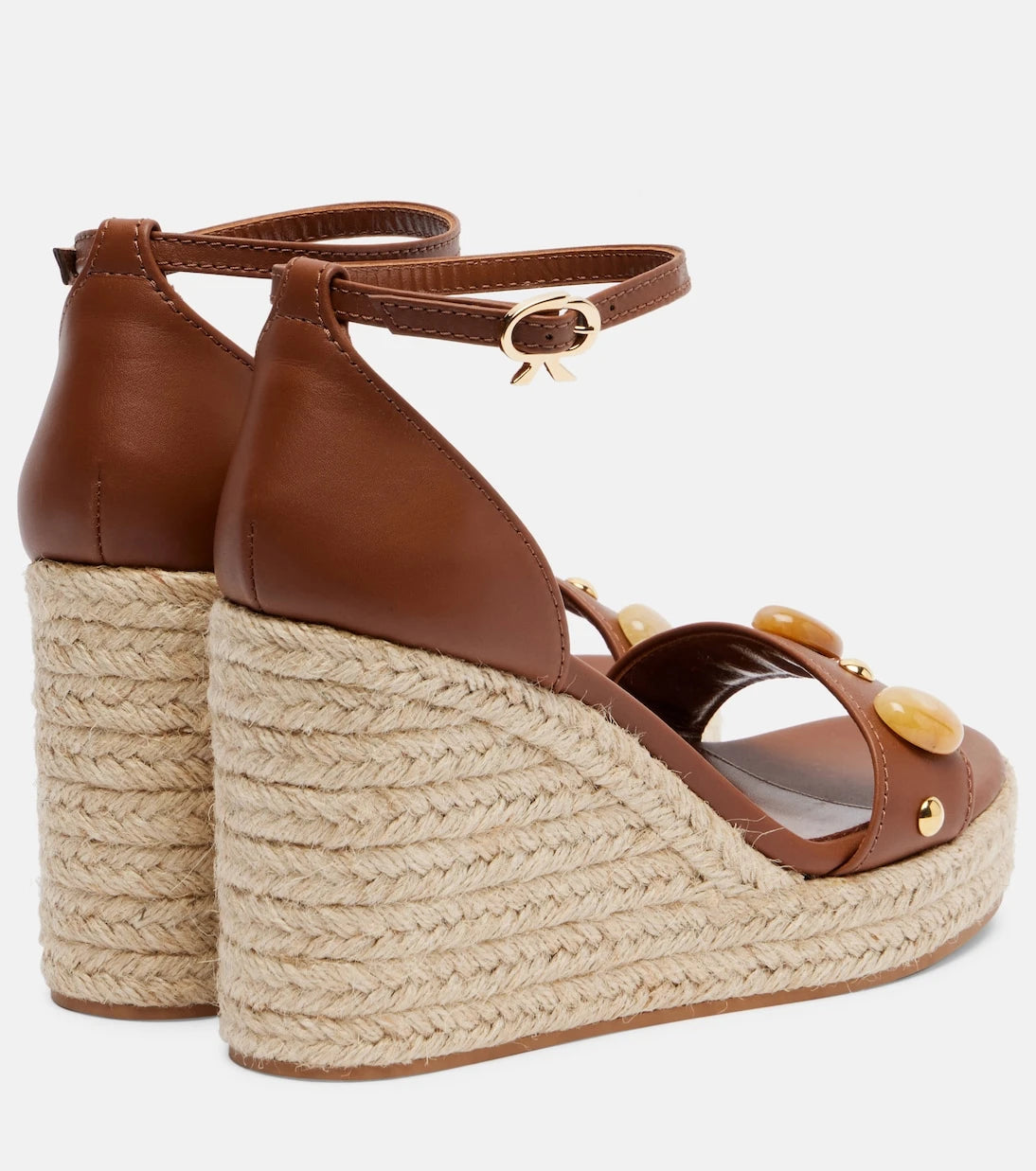 Gianvito Rossi - Embellished leather espadrille wedges