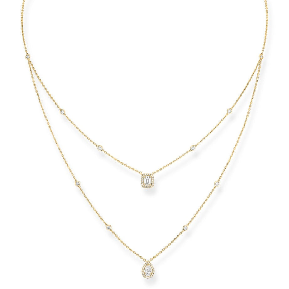 Yellow Gold and Diamond My Twin Layered Necklace