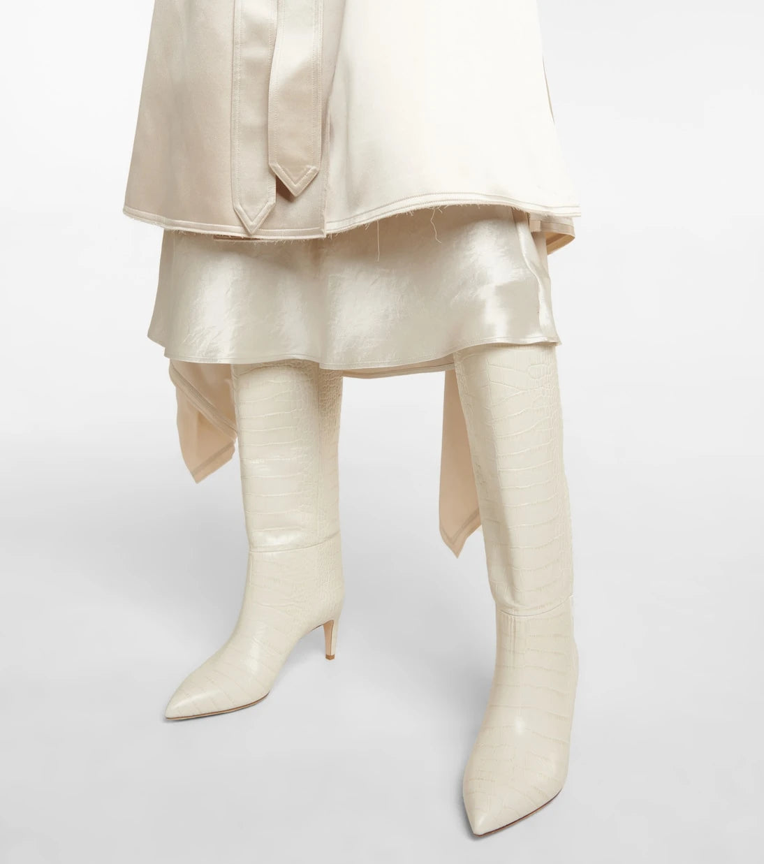 Paris Texas - Croc-effect leather knee-high boots