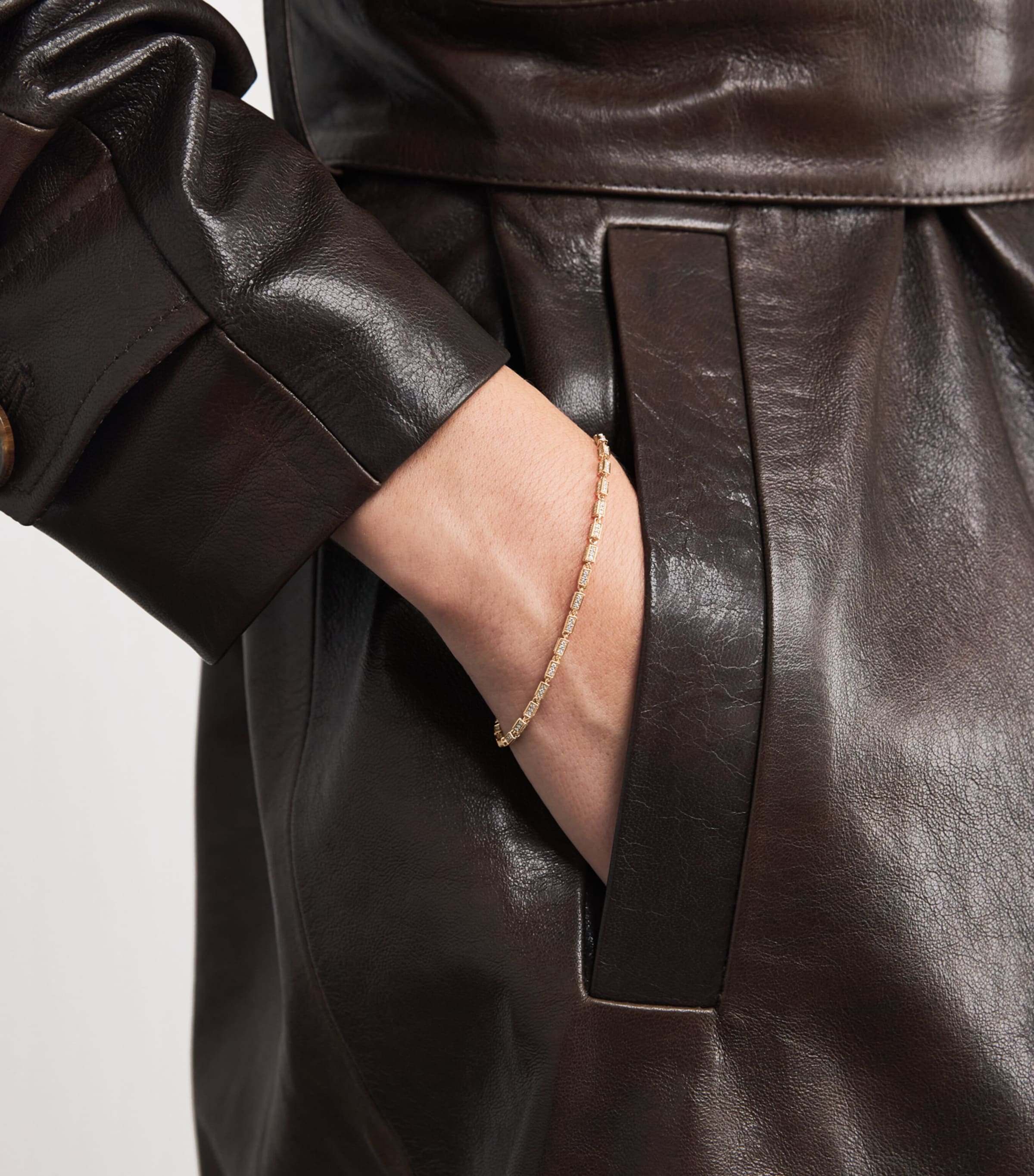 Suzanne Kalan Small Rose Gold and Diamond Block-Chain Bracelet