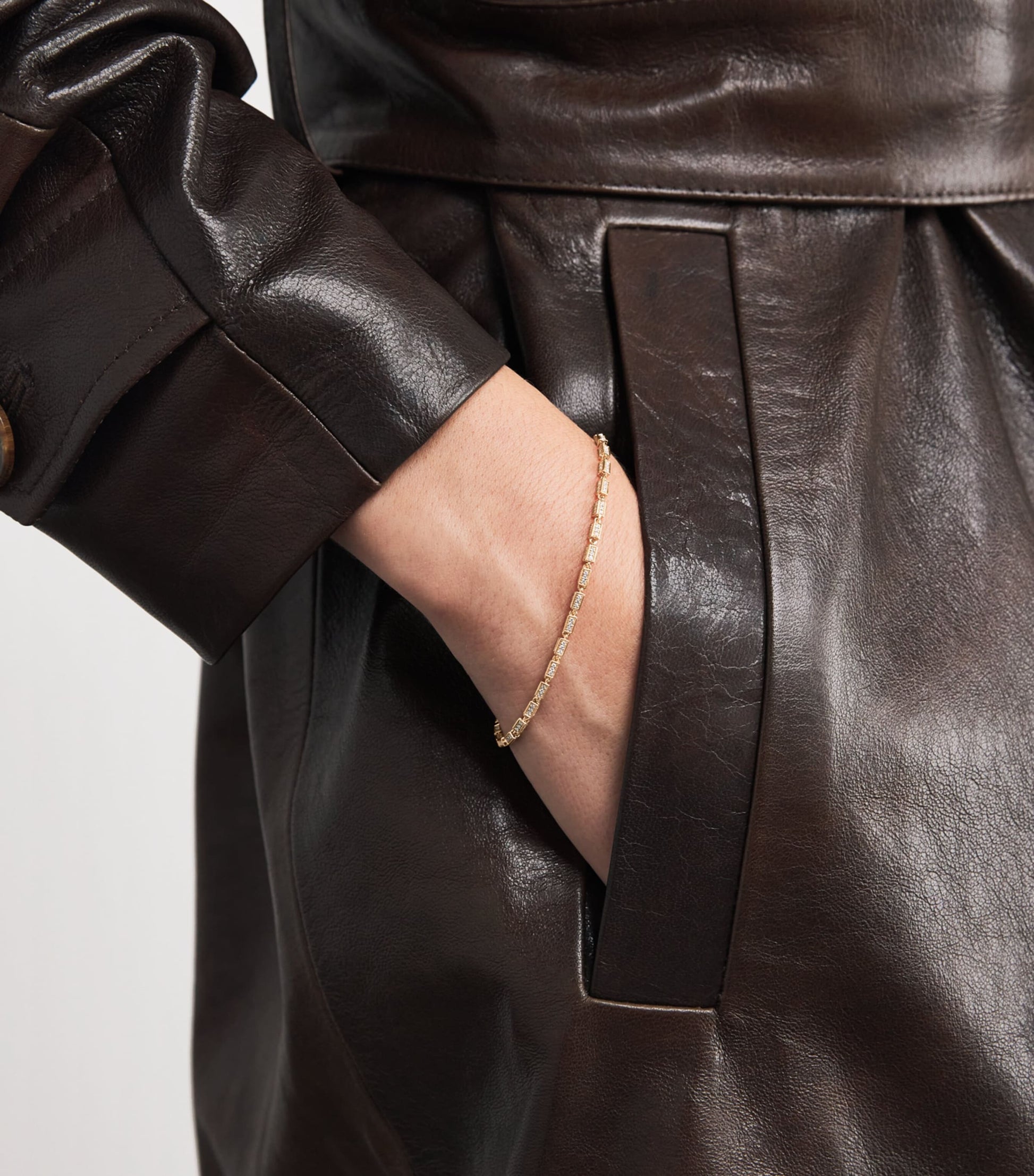 Suzanne Kalan Small Rose Gold and Diamond Block-Chain Bracelet