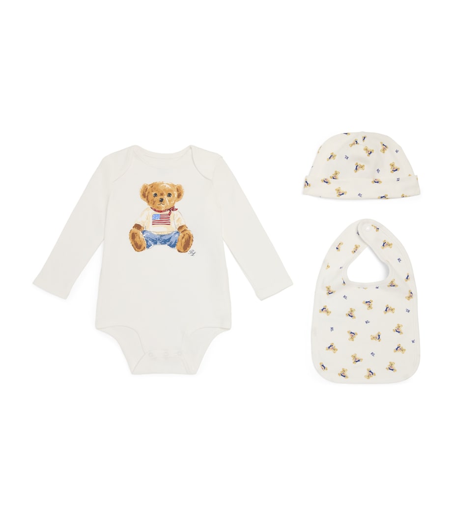 Ralph Lauren Kids Polo Bear Bodysuit, Hat and Bib Gift Set (3-9 Months)