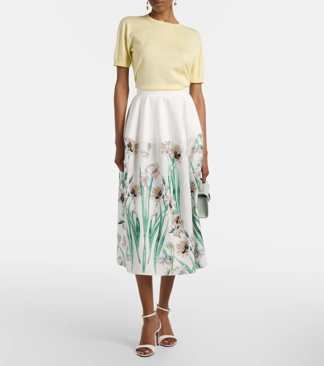 Erdem - Floral cotton midi skirt