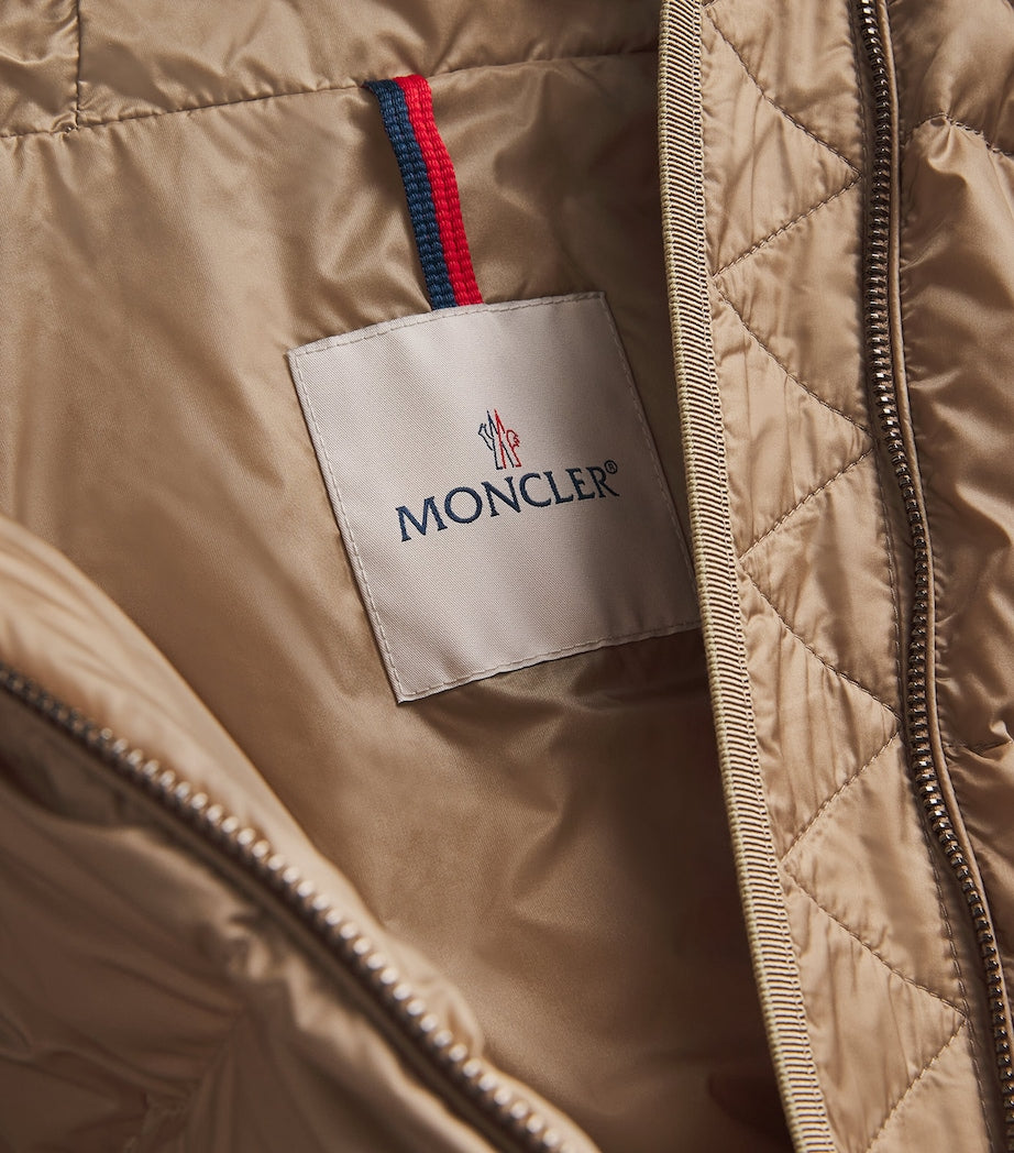 Moncler Beige Shearling-Trim Boed Puffer Jacket