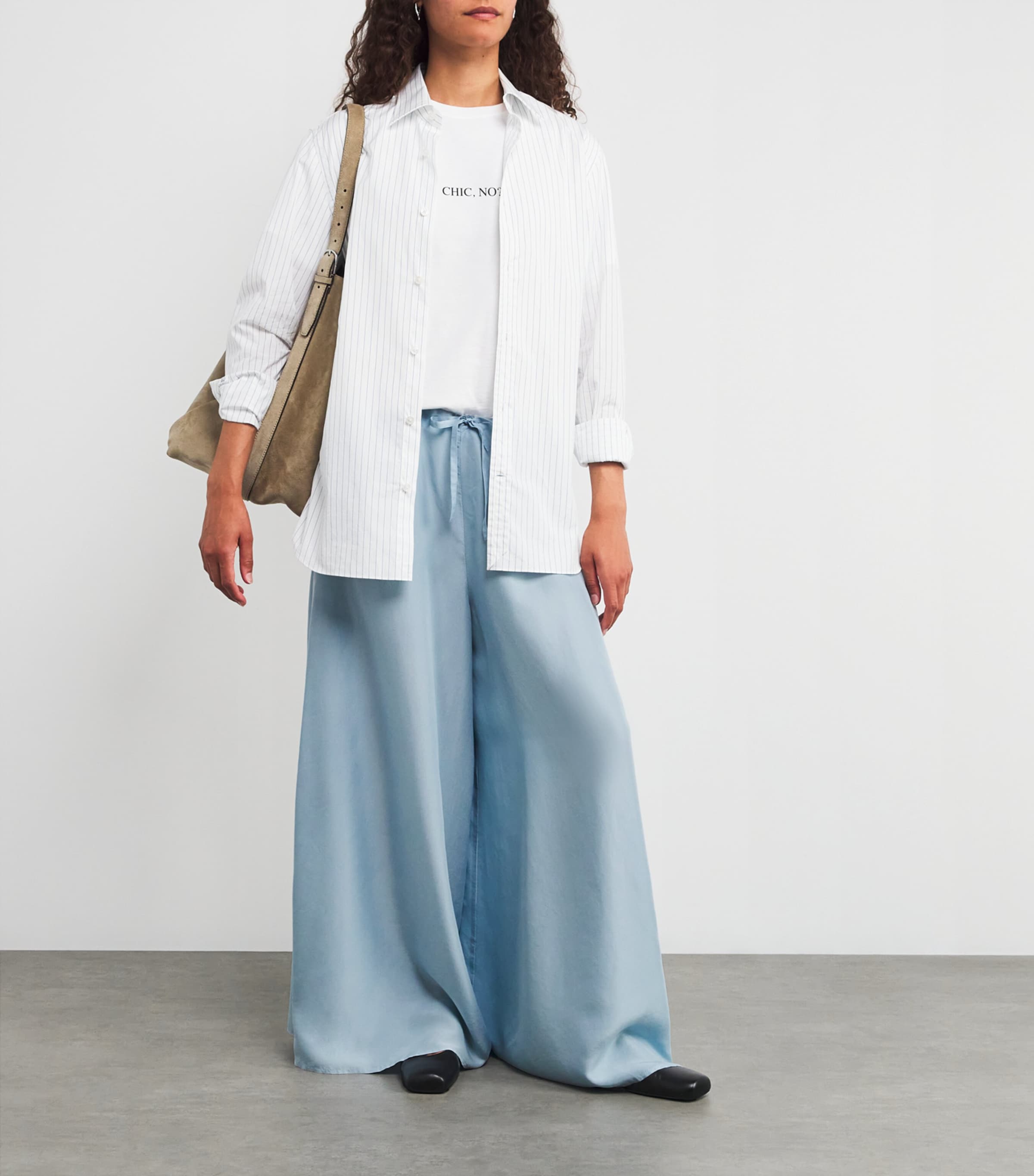 MAX&Co. Blue Silk Shades Of Nature Wide-Leg Trousers